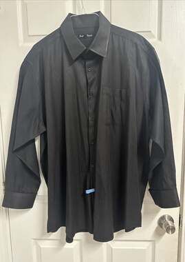 FORTINO LANDI Black Geometric Button- Up Dress Shirt Sz 20-20 1/2
